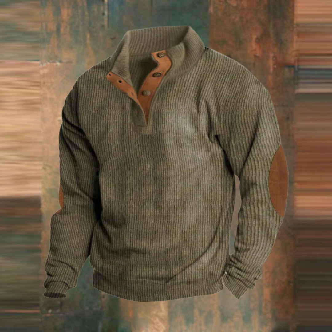 Gustav | Ribbed Button-Collar Sweater for Men