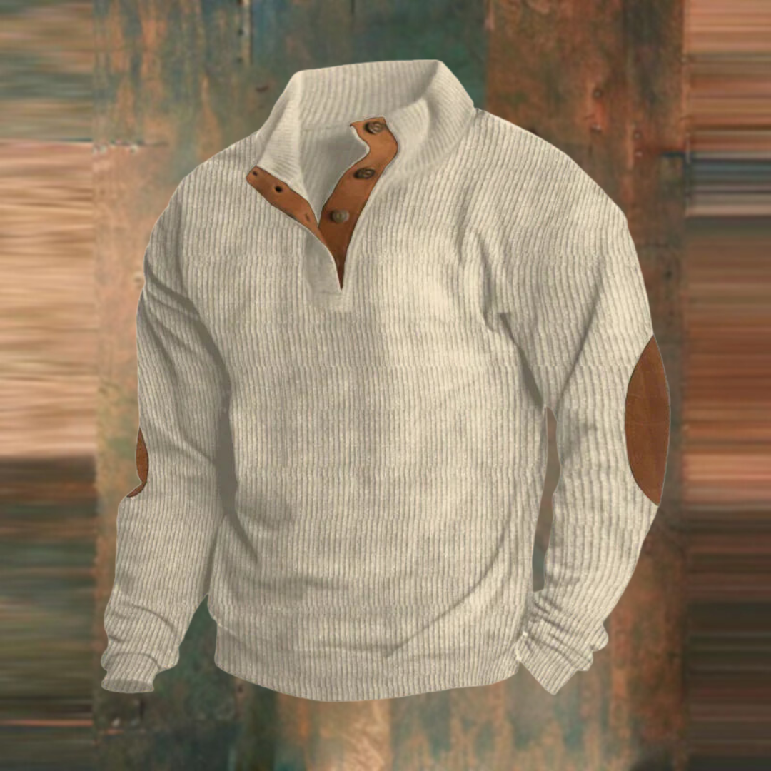 Gustav | Ribbed Button-Collar Sweater for Men