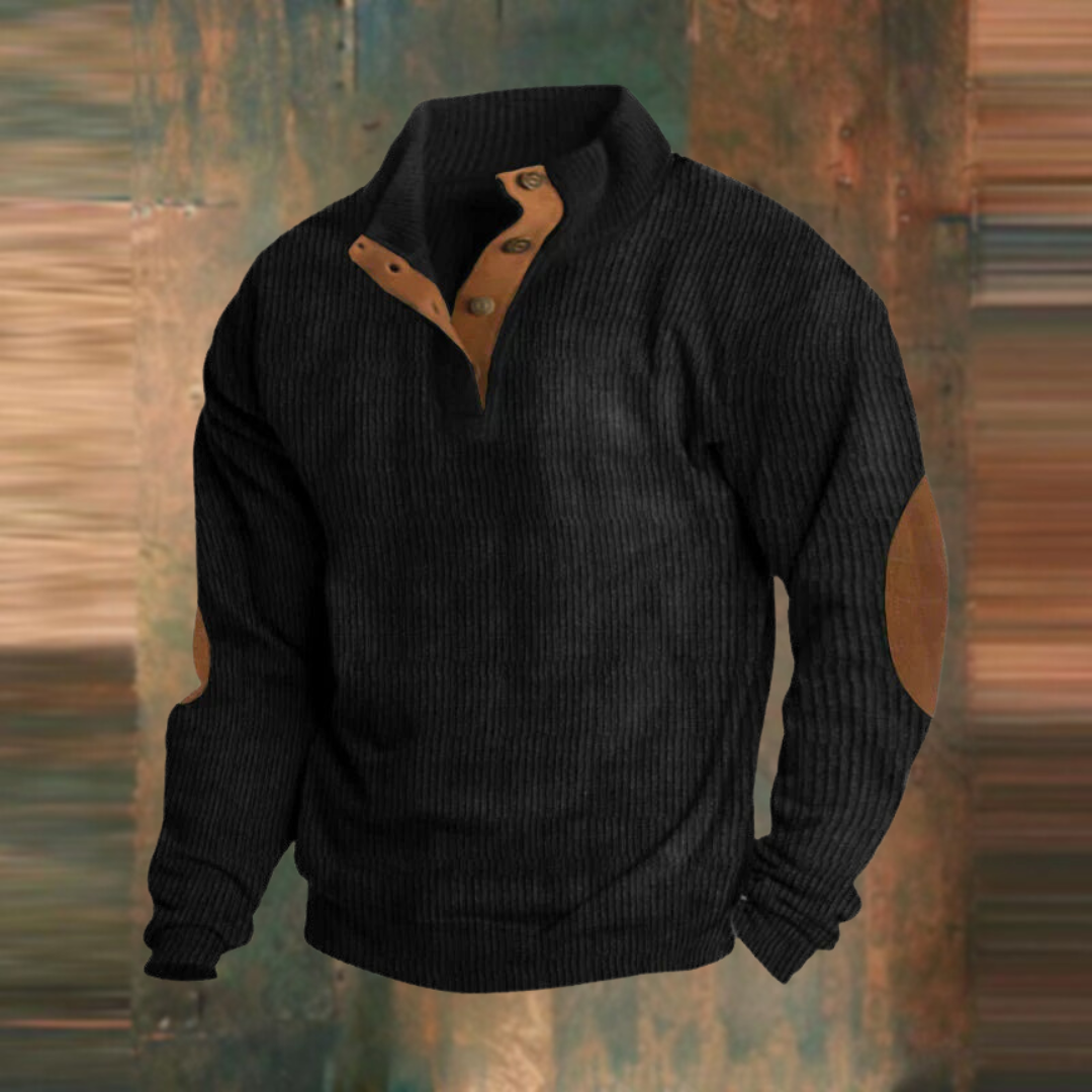 Gustav | Ribbed Button-Collar Sweater for Men