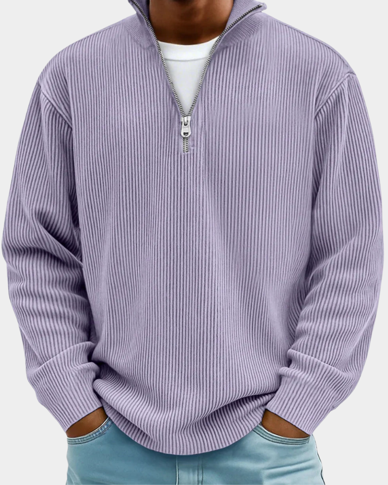 Hugo | Ribbed Zip Stand Collar Sweater for Men
