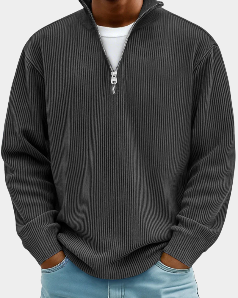 Hugo | Ribbed Zip Stand Collar Sweater for Men