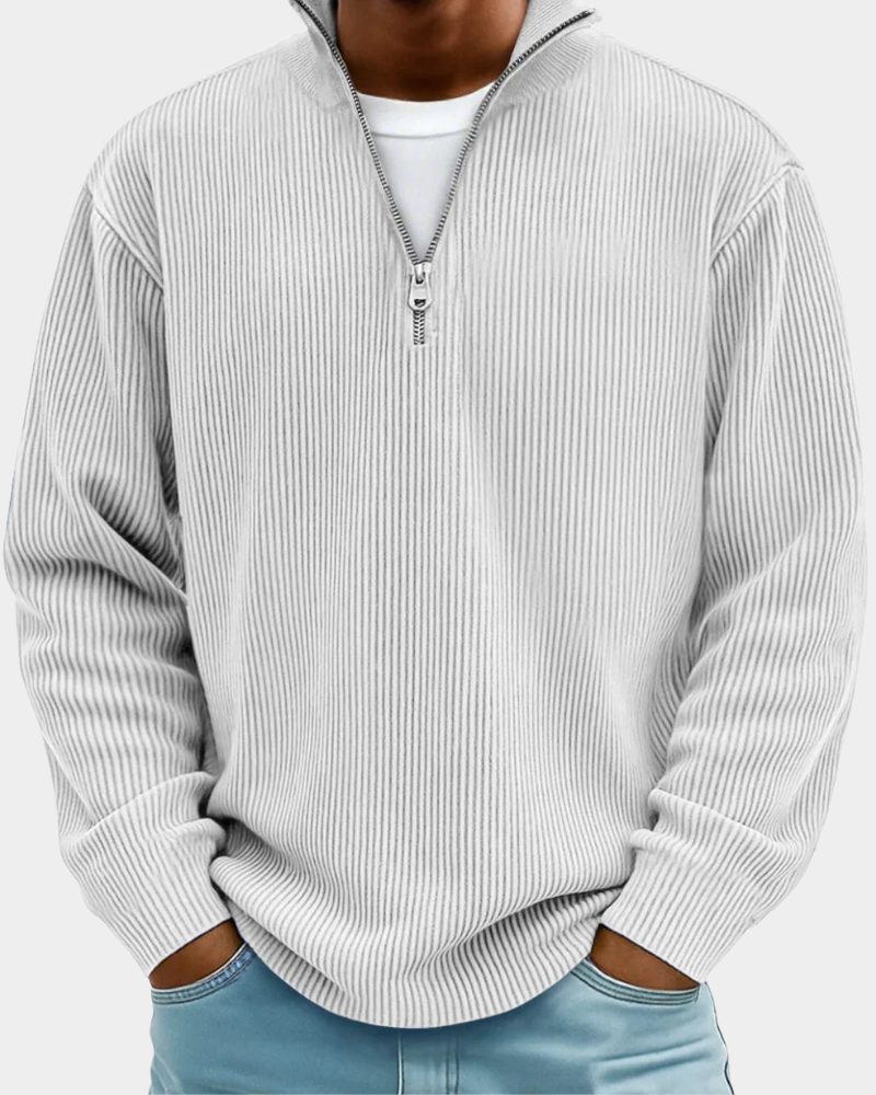 Hugo | Ribbed Zip Stand Collar Sweater for Men