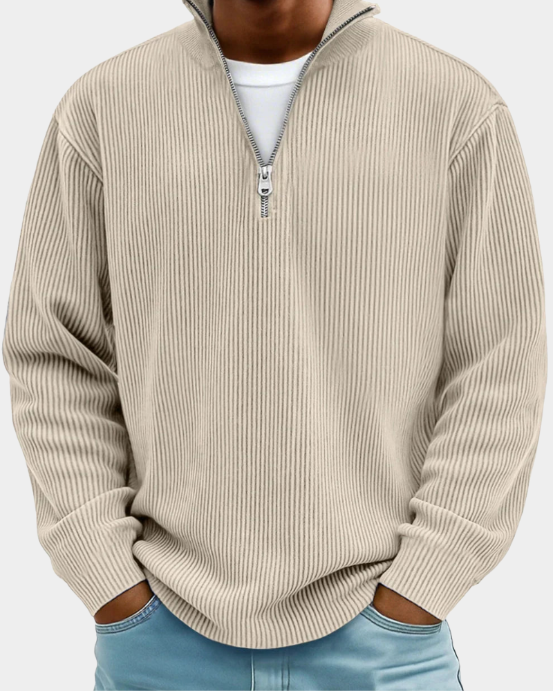 Hugo | Ribbed Zip Stand Collar Sweater for Men