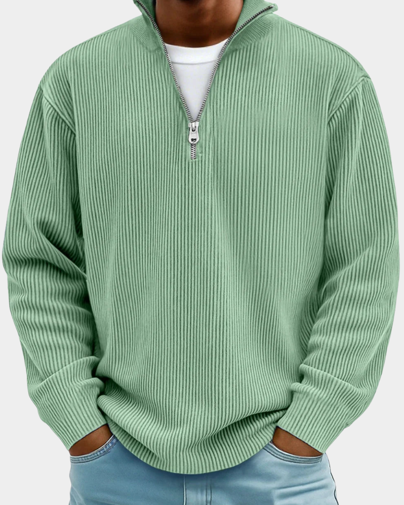 Hugo | Ribbed Zip Stand Collar Sweater for Men