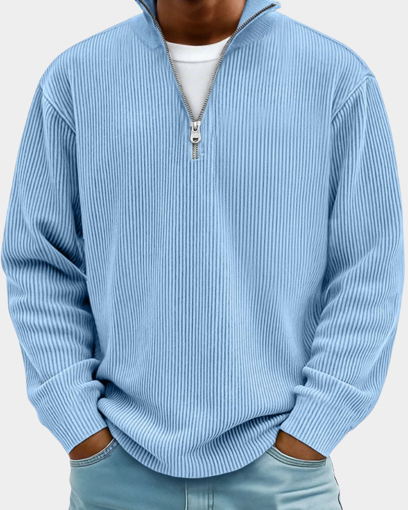 Hugo | Ribbed Zip Stand Collar Sweater for Men