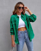Jasmijn | Ripped Vintage Denim Jacket with Button-Front for Women