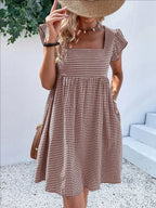 Tessa | Gingham Square Neck A-Line Midi Dress for Women