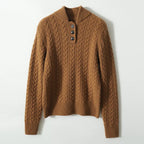 Freja | Button-Up Cable Knit Sweater with Ribbed Hem for Women