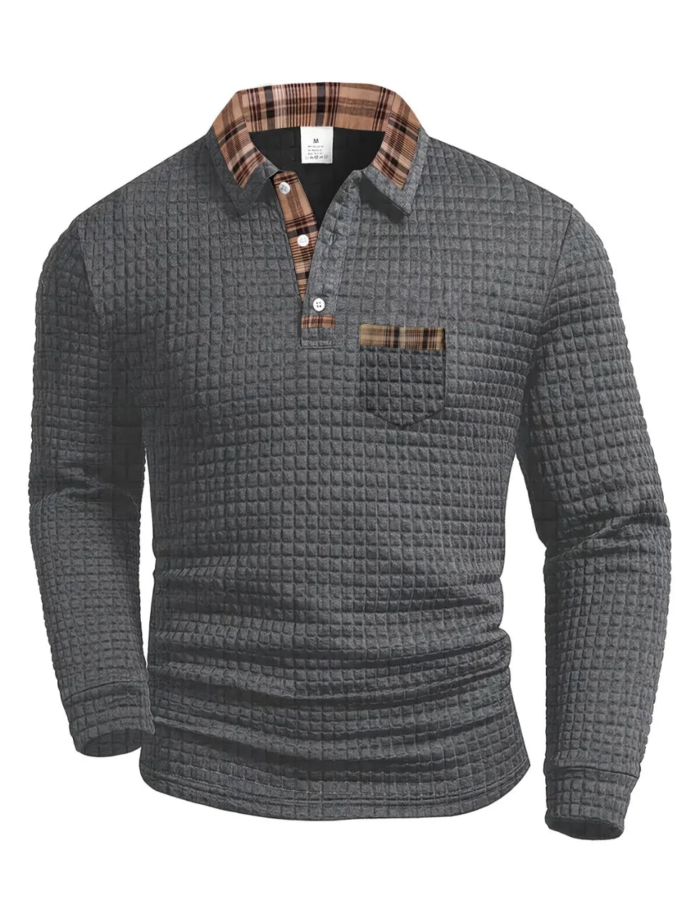 Beau | Checkered Knit Polo Shirt with Collar for Men