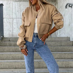Nadeleen | Open-Front Bomber Jacket with Stand Collar for Women