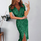 Klara | Sequin Wrap V-Neck Maxi Dress for Women