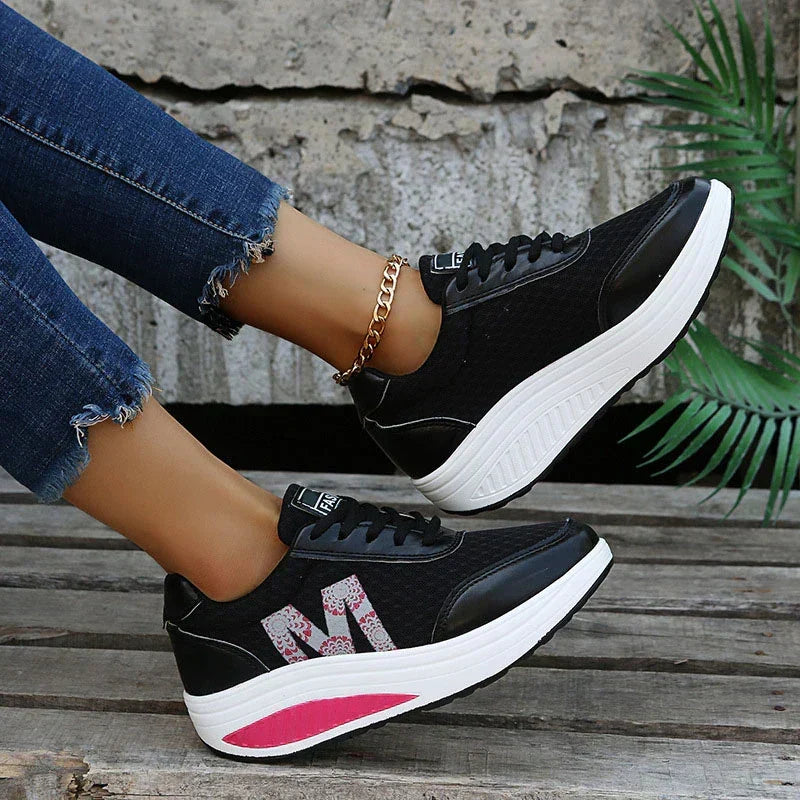 Nadyra | Knit Lace-Up Walking Sneakers for Women