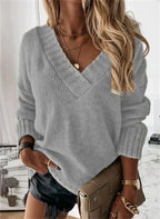 Greta | Ribbed V-Neck Knit Sweater for Women