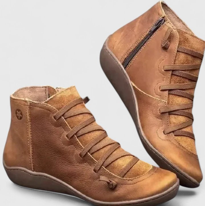 Rowena | Ribbed Ankle-Strap Boots for Women
