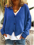 Ivara | Ribbed V-Neck Button-Front Cardigan for Women
