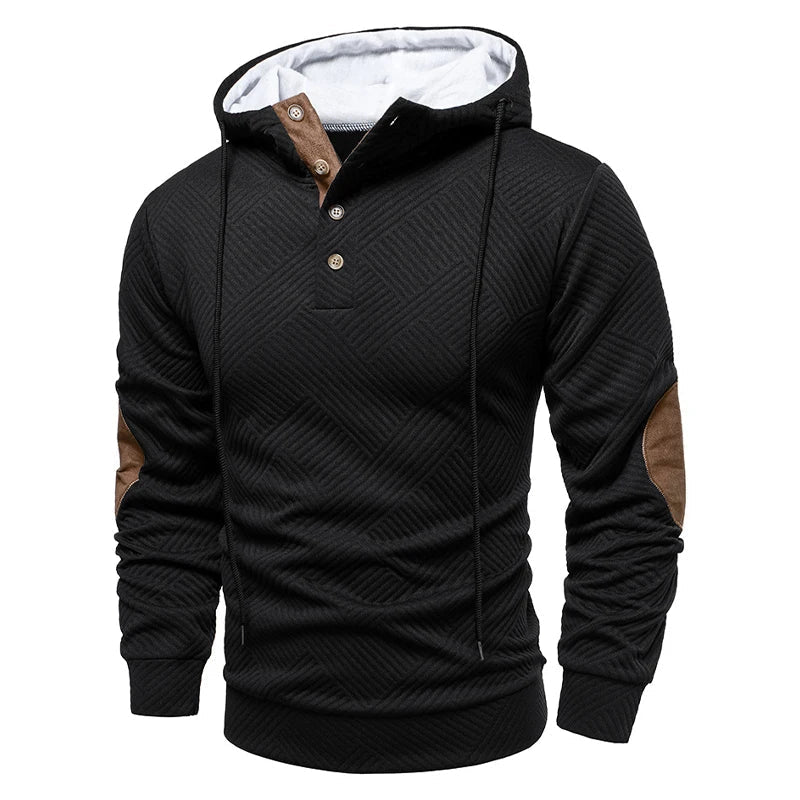 Frederik | Hooded Button-Neck Ribbed Sweater for Men