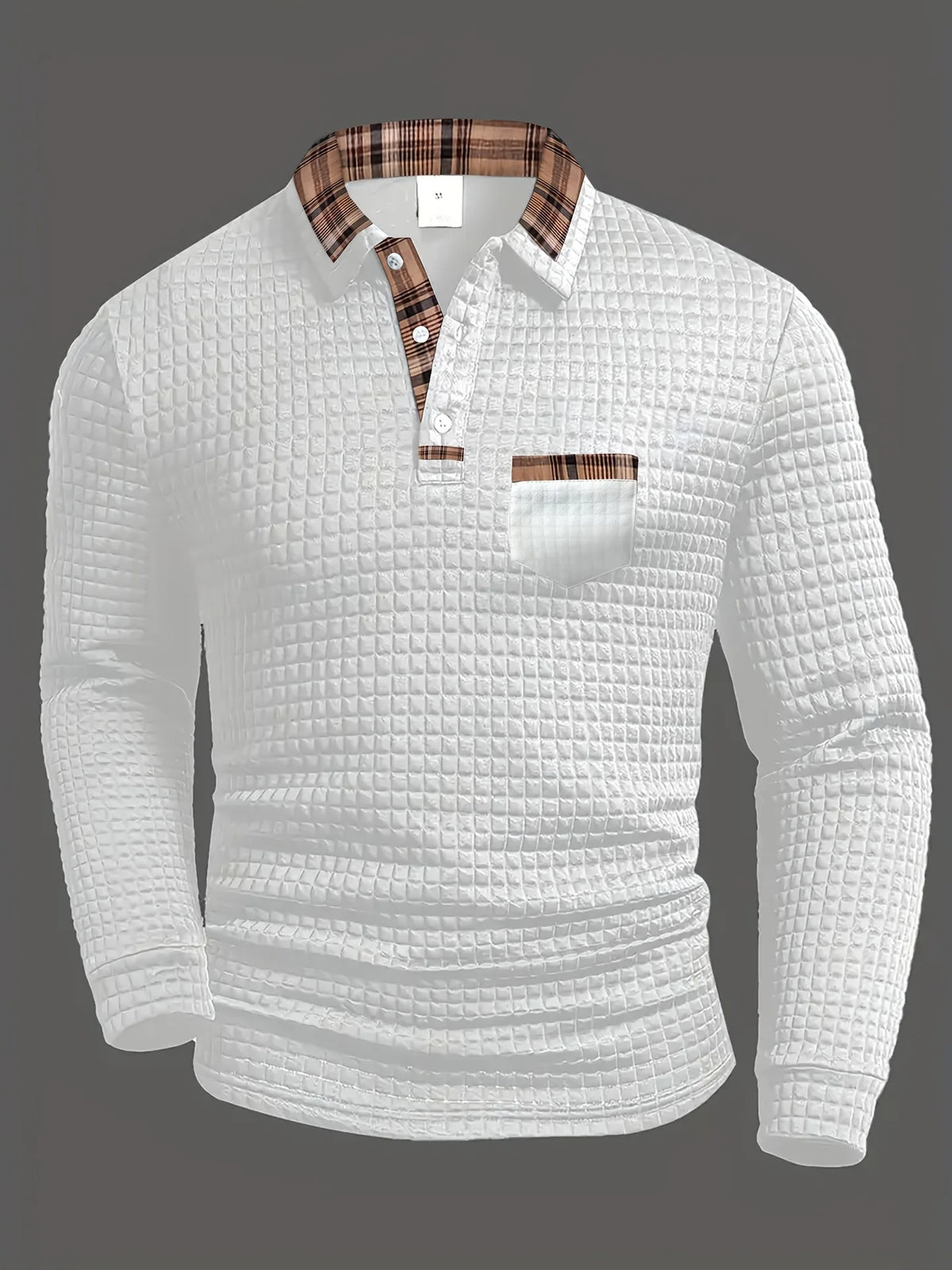 Beau | Checkered Knit Polo Shirt with Collar for Men