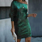 Talissena | Off-Shoulder Sequin Batwing Mini Dress for Women