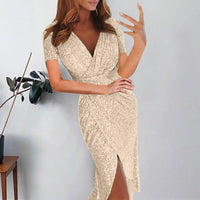 Klara | Sequin Wrap V-Neck Maxi Dress for Women