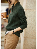Freja | Button-Up Cable Knit Sweater with Ribbed Hem for Women