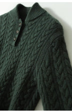 Freja | Button-Up Cable Knit Sweater with Ribbed Hem for Women