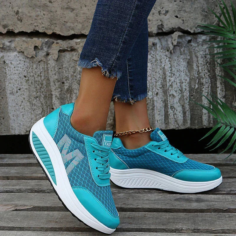 Nadyra | Knit Lace-Up Walking Sneakers for Women
