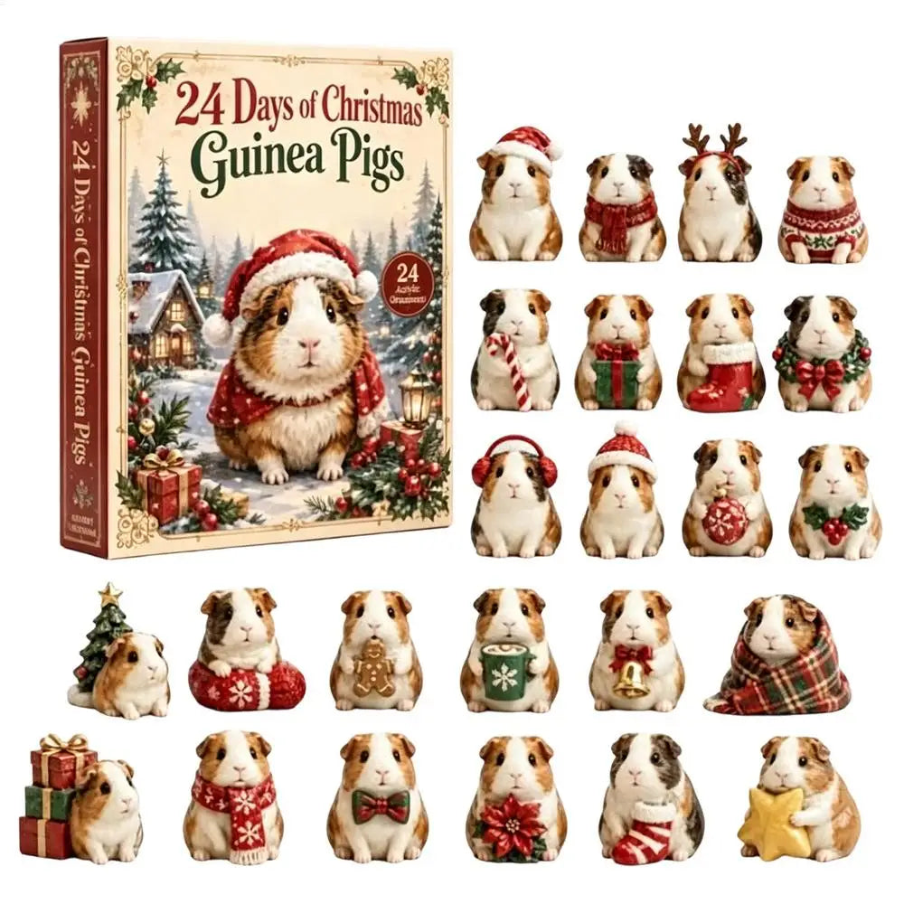 ACRYLIC GUINEA PIG ADVENT CALENDAR – 24 HANGING TREE ORNAMENTS