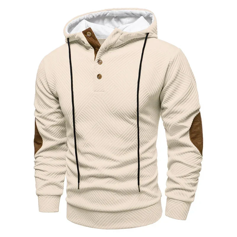 Frederik | Hooded Button-Neck Ribbed Sweater for Men