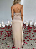 Karla | One-Shoulder Draped Maxi Dress with High Slit for Women