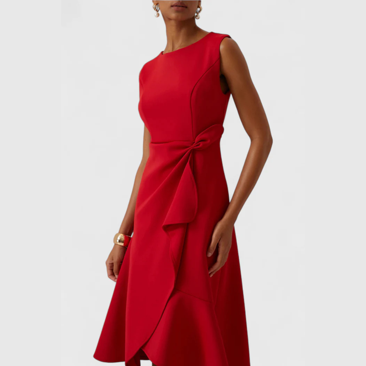 Pearl | Draped Asymmetric Sleeveless Midi Dress for Women