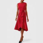 Pearl | Draped Asymmetric Sleeveless Midi Dress for Women