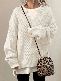 Leentje | V-Neck Cable Knit Sweater for Women