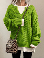 Leentje | V-Neck Cable Knit Sweater for Women