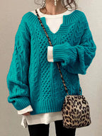 Leentje | V-Neck Cable Knit Sweater for Women