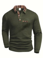 Beau | Checkered Knit Polo Shirt with Collar for Men
