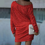 Talissena | Off-Shoulder Sequin Batwing Mini Dress for Women