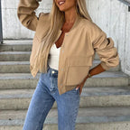 Nadeleen | Open-Front Bomber Jacket with Stand Collar for Women