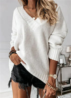 Greta | Ribbed V-Neck Knit Sweater for Women