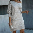 Talissena | Off-Shoulder Sequin Batwing Mini Dress for Women