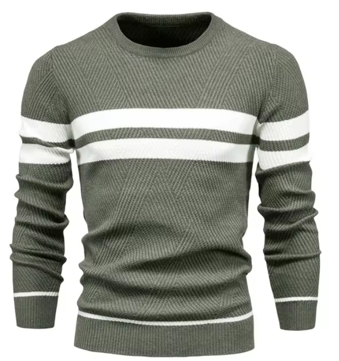 Viktor | Herringbone Crew Neck Sweater for Men
