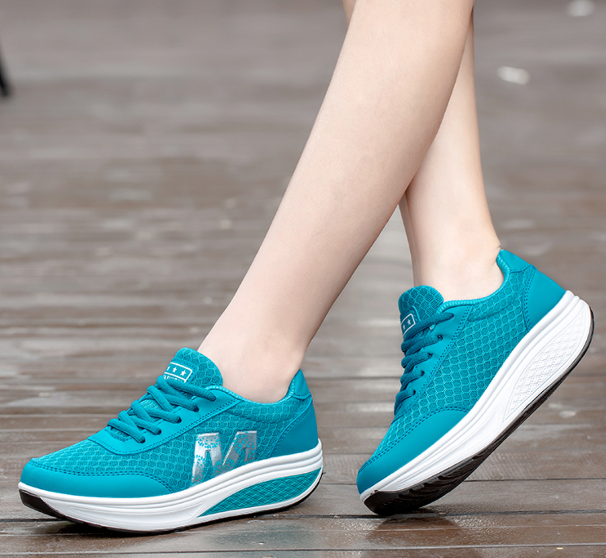 Nadyra | Knit Lace-Up Walking Sneakers for Women