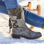 Belinda | Knit-Cuff Lace-Back Winter Boots for Women