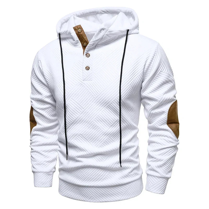 Frederik | Hooded Button-Neck Ribbed Sweater for Men