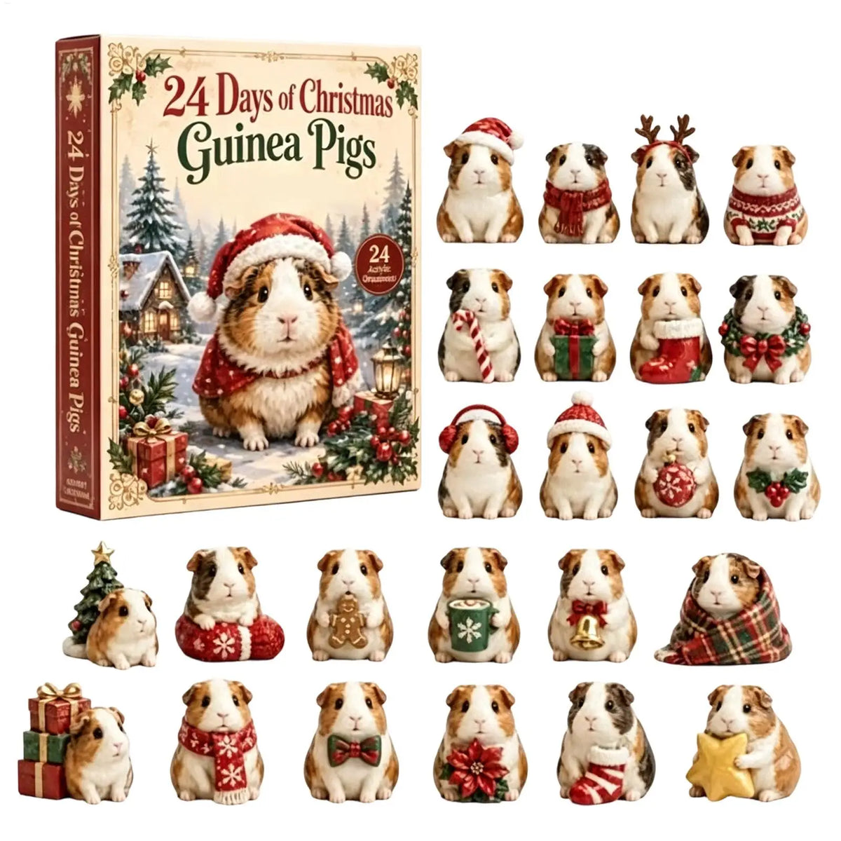 ACRYLIC GUINEA PIG ADVENT CALENDAR – 24 HANGING TREE ORNAMENTS
