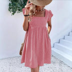 Tessa | Gingham Square Neck A-Line Midi Dress for Women