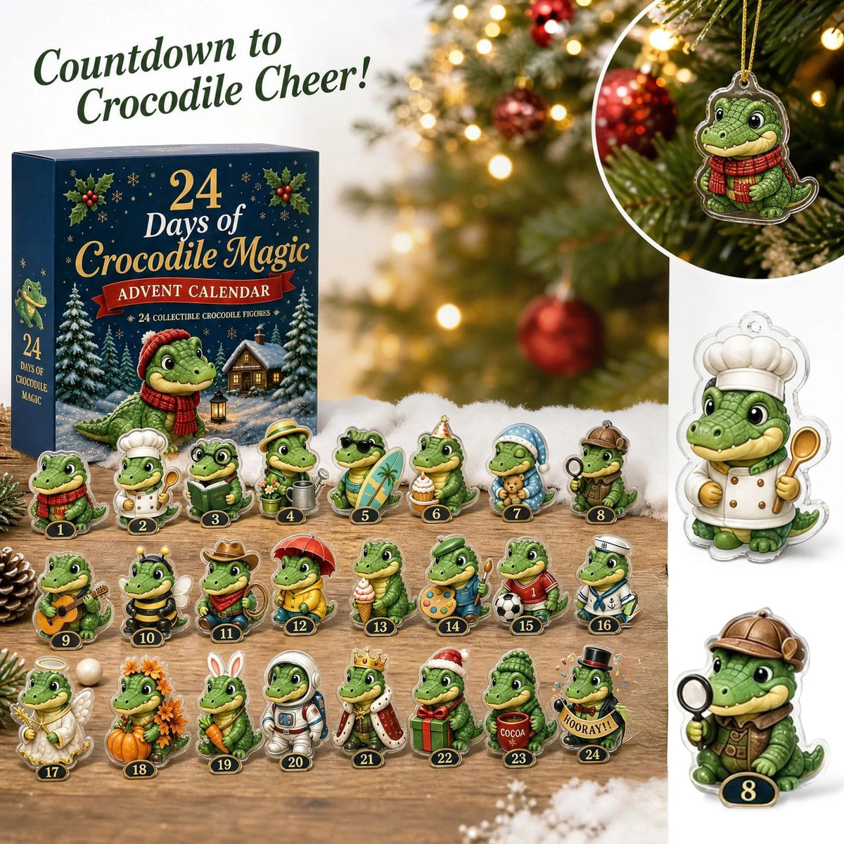 ACRYLIC KEYRING ADVENT CALENDAR – 24 HANGING CHARMS & ORNAMENTS