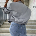 Nadeleen | Open-Front Bomber Jacket with Stand Collar for Women