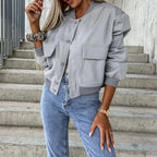 Nadeleen | Open-Front Bomber Jacket with Stand Collar for Women