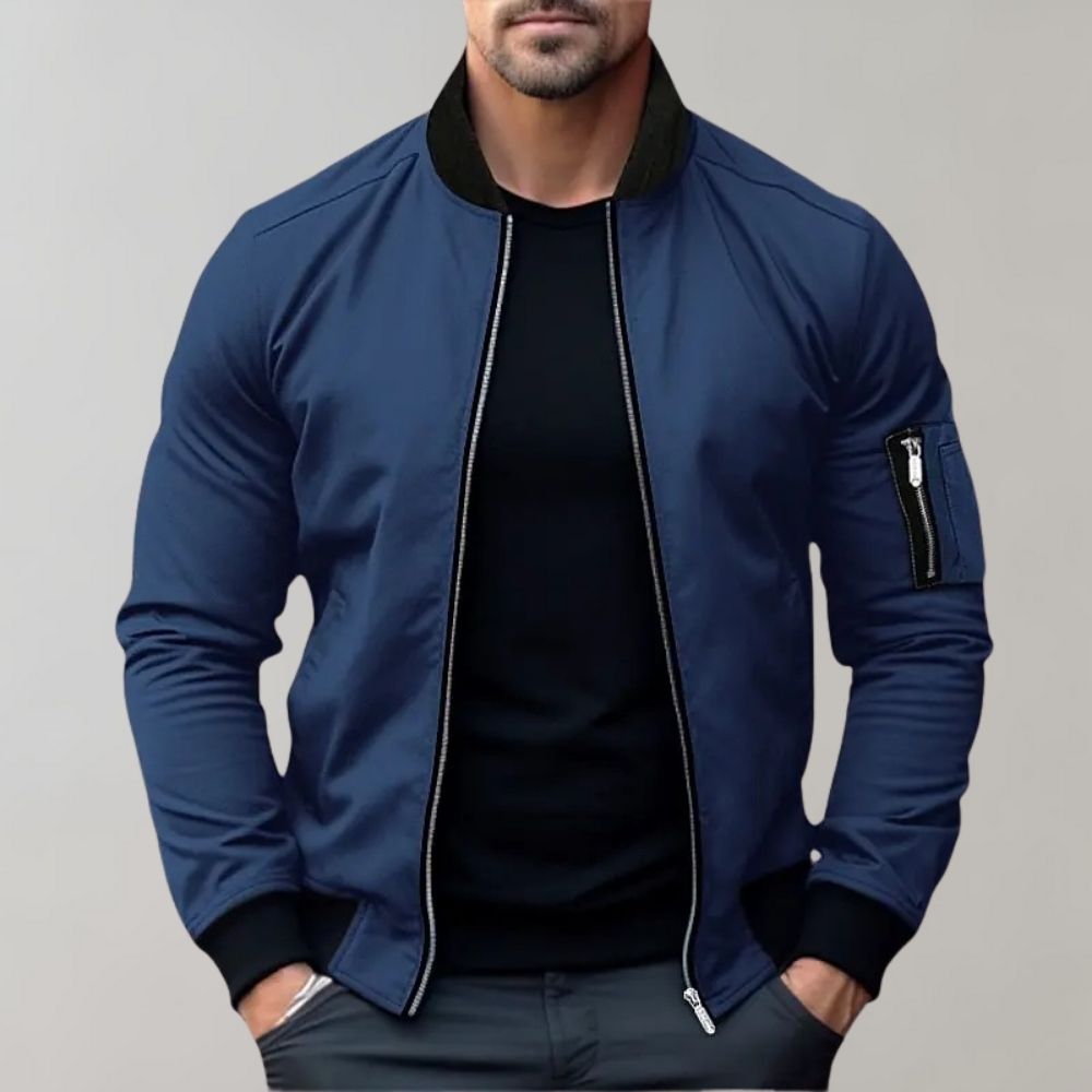 Sander | Ribbed Trim Bomber Jacket for Men