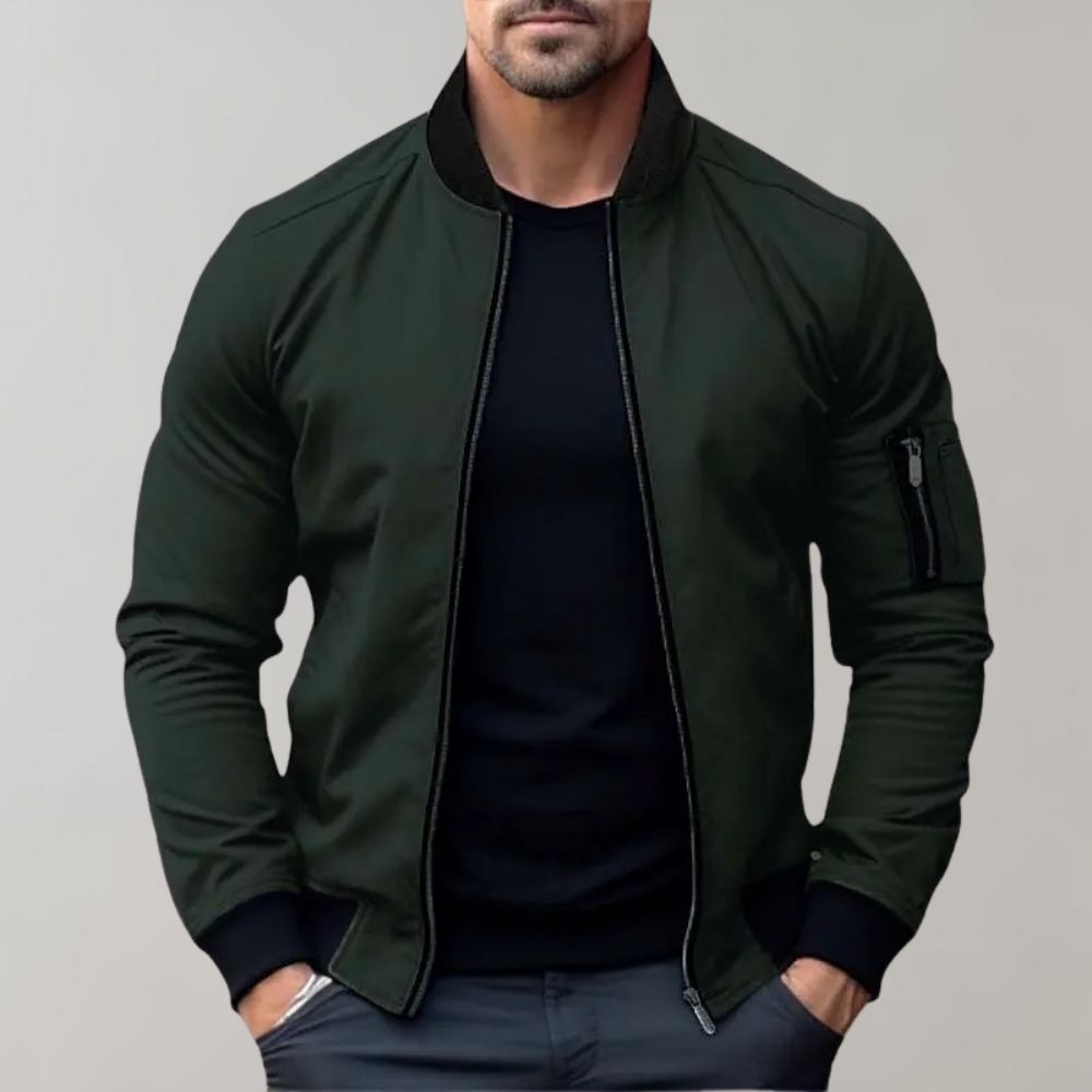 Sander | Ribbed Trim Bomber Jacket for Men